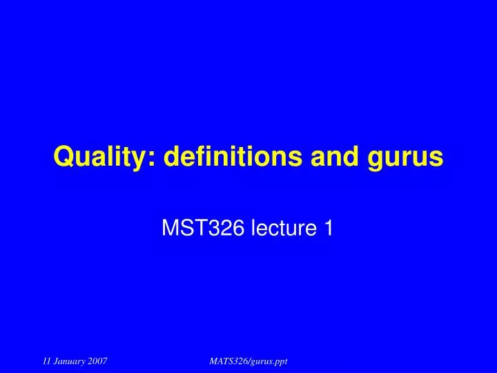quality definitions and gurus n.
