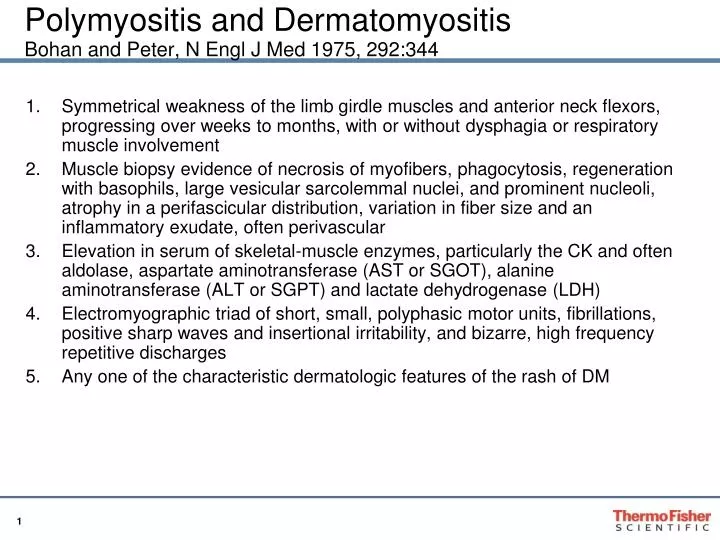PPT - Polymyositis and Dermatomyositis Bohan and Peter, N Engl J ...