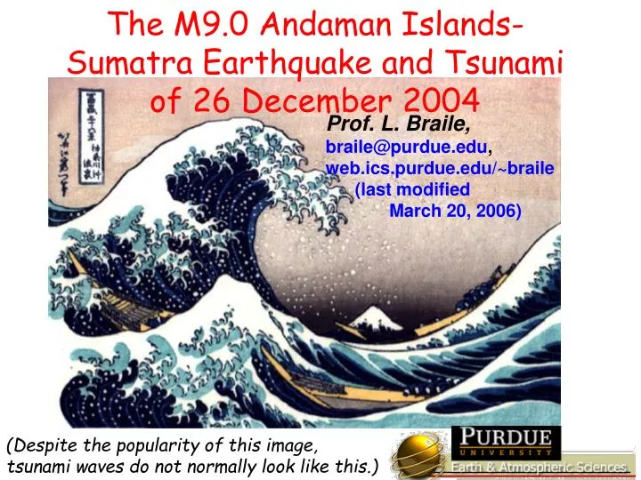 the m9 0 andaman islands sumatra earthquake and tsunami of 26 december 2004 n.