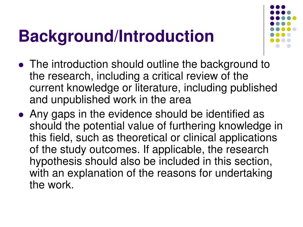 difference between introduction and background in research proposal pdf
