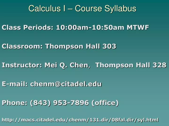 calculus i course syllabus n.