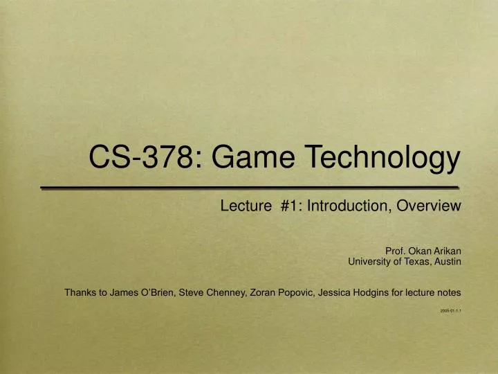cs 378 game technology n.