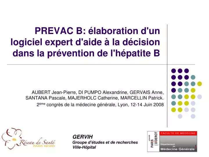 PPT - PREVAC B: élaboration D'un Logiciel Expert D'aide à La Décision ...