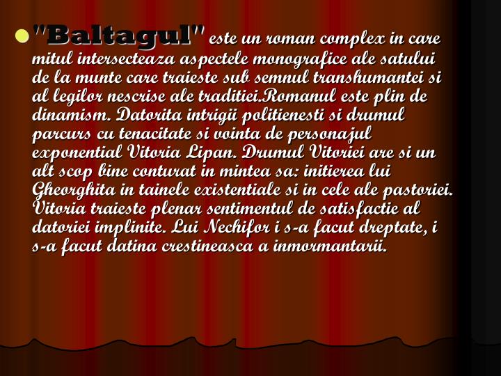 Ppt Baltagul Powerpoint Presentation Id4607898