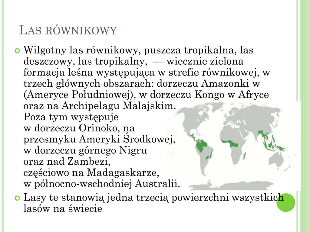 Lasy Równikowe Sawanny Pustynie Sprawdzian PPT - Lasy równikowe PowerPoint Presentation, free download - ID:4607948