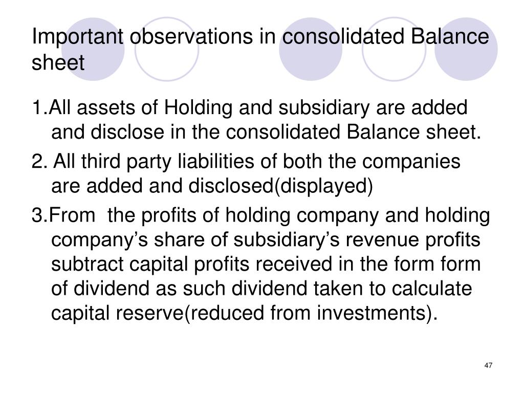 PPT - Holding company Accounts and Preparation of consolidated balance