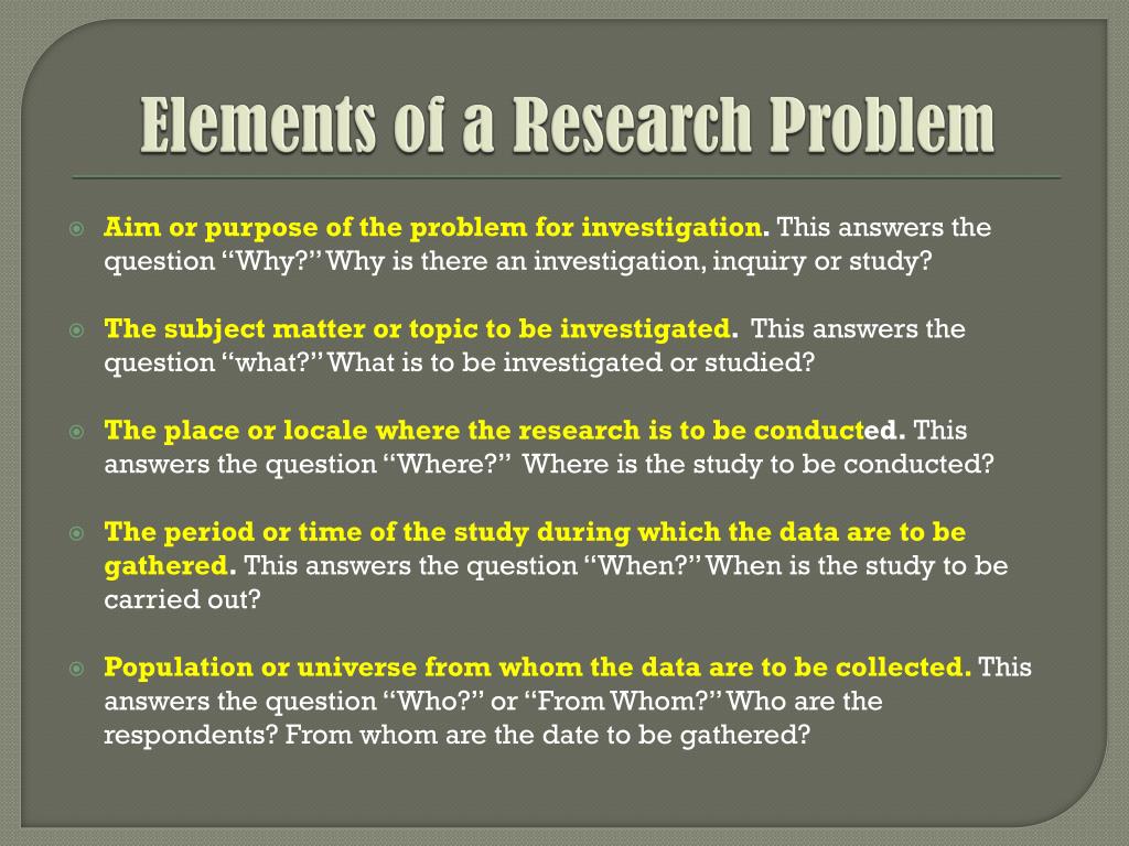 components of research problem slideshare