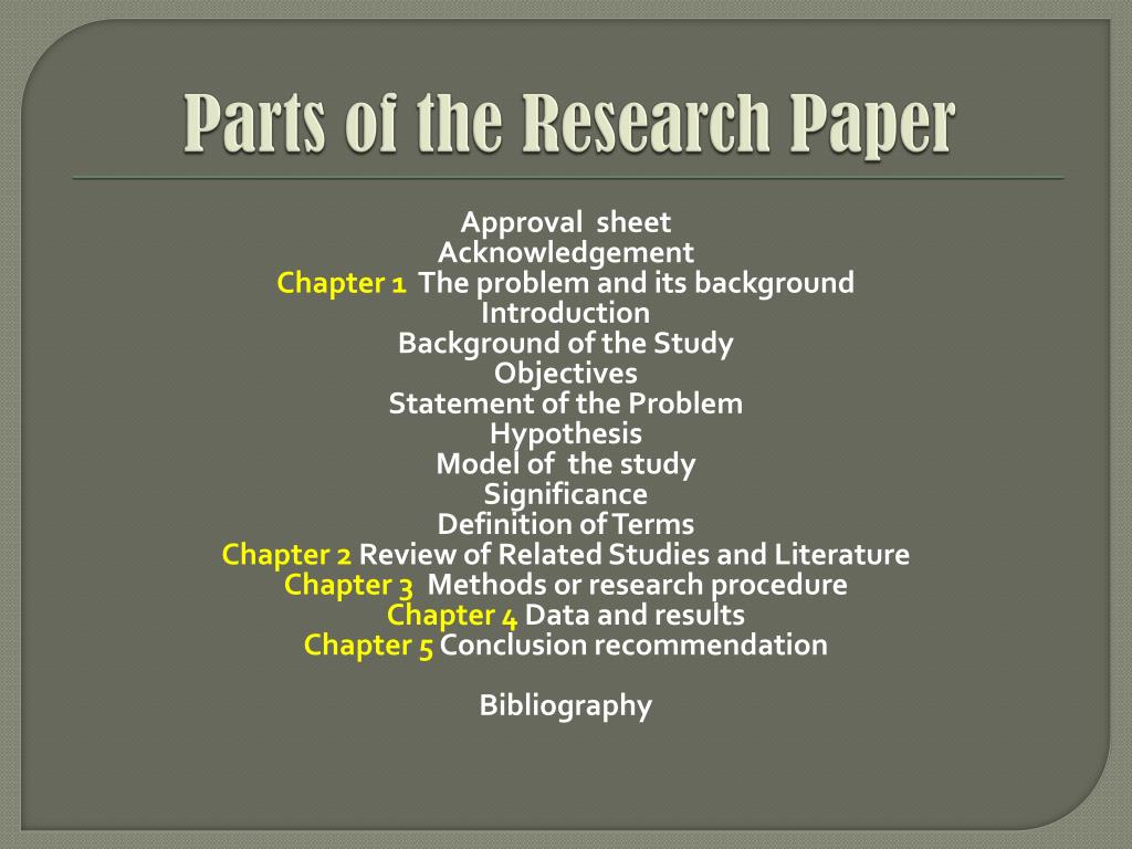 what are the parts of chapter 1 research