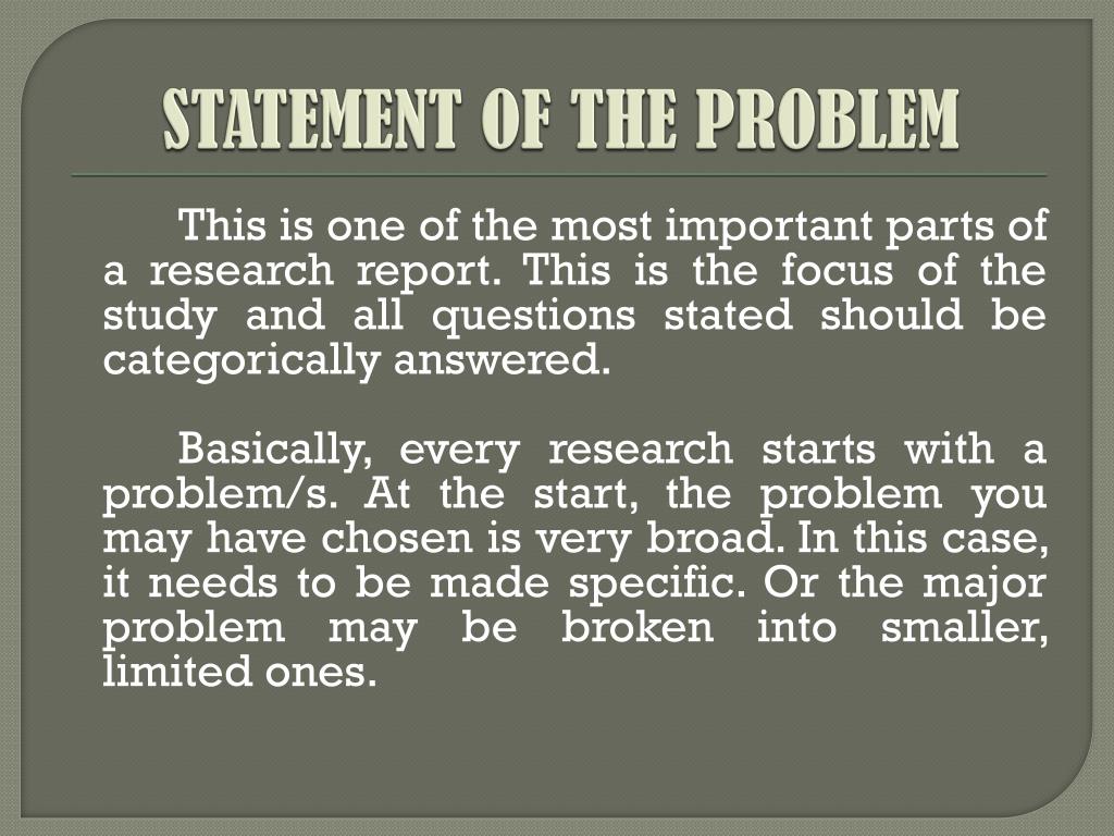 writing statement of the problem in research ppt