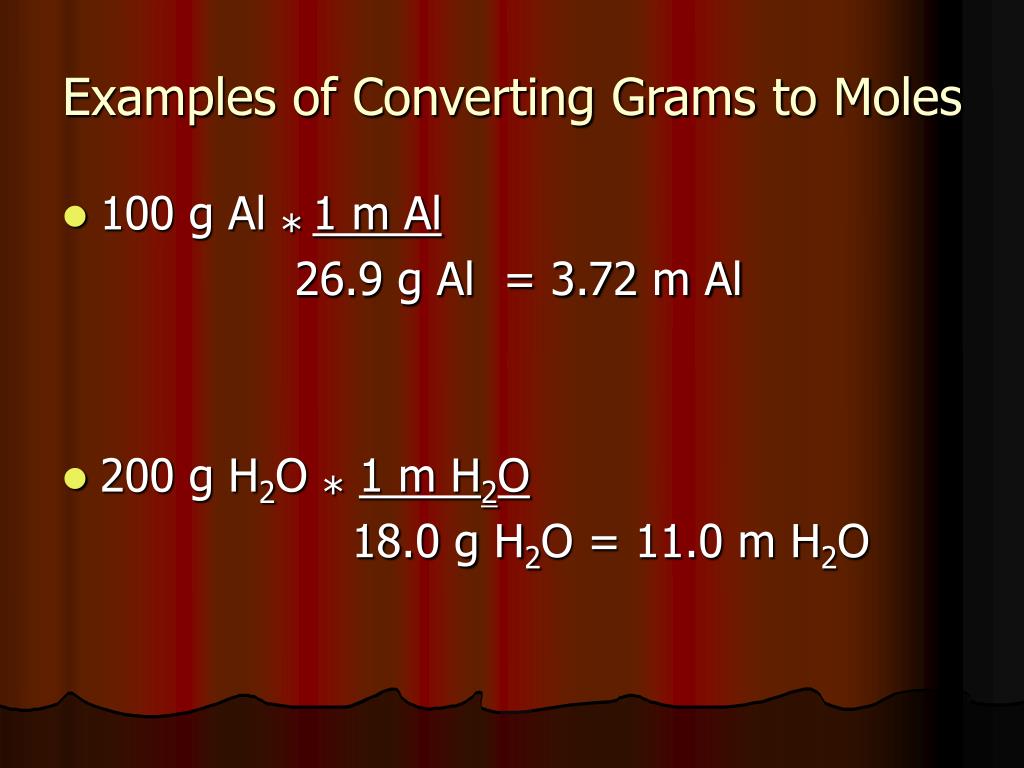 moles to grams