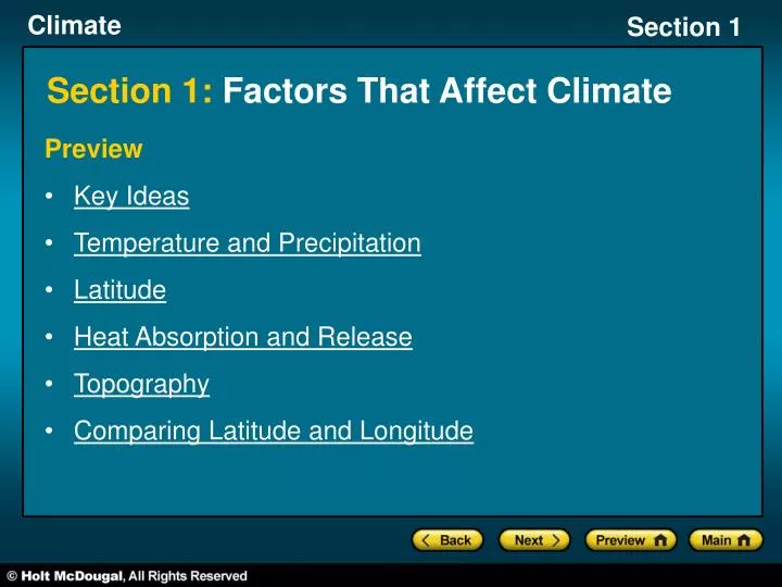 section 1 factors that affect climate n.