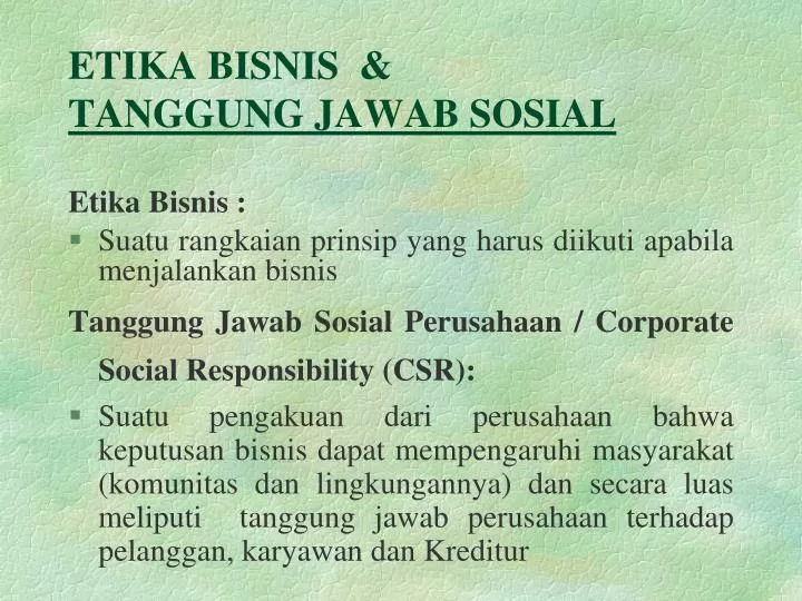 Ppt Etika Bisnis Tanggung Jawab Sosial Powerpoint Presentation