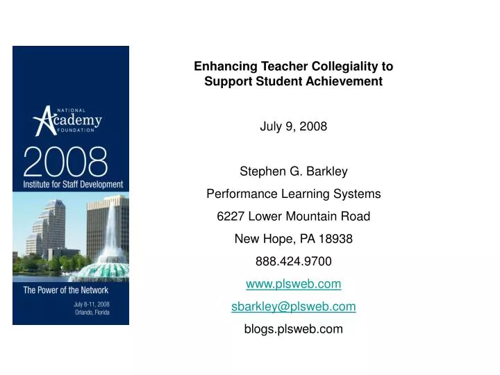 PPT - Enhancing Teacher Collegiality to Support Student Achievement ...