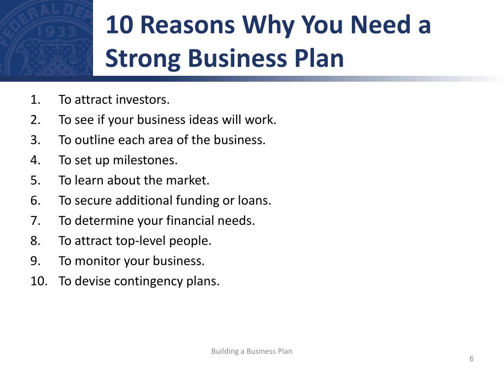 10 reasons why you need a strong business plan