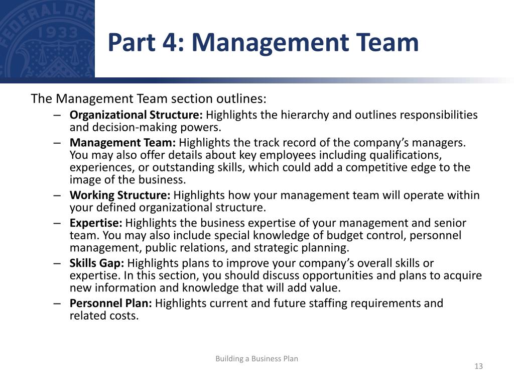management team positions