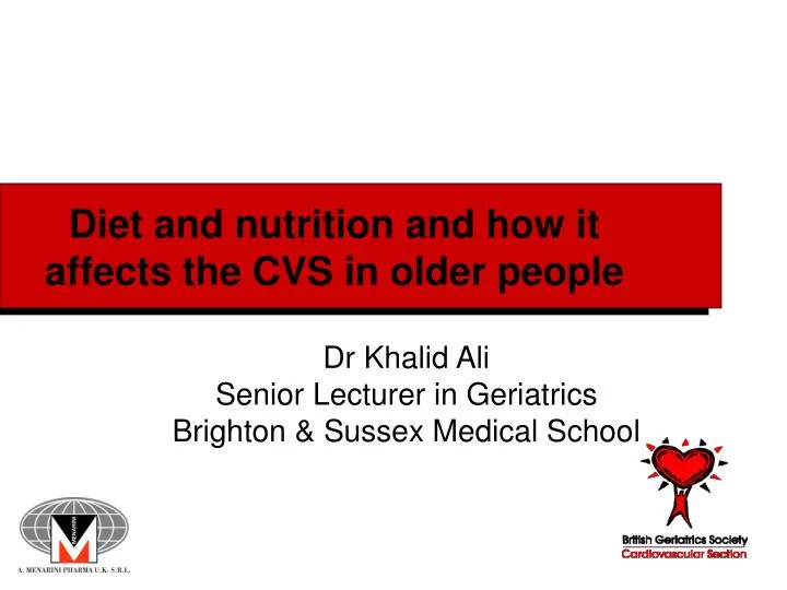 diet and nutrition and how it affects the cvs in older people n.