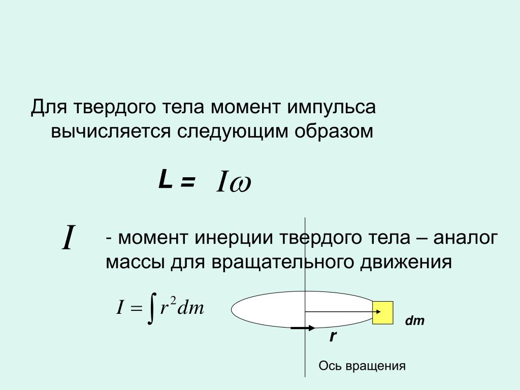 Момент инерции твердого. Момент импульса твердого тела. Момент инерции твердого тела формула. Момент инерции абсолютно твердого тела. Момент импульса диска.