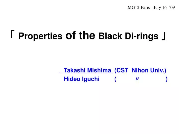 properties of the black di rings n.
