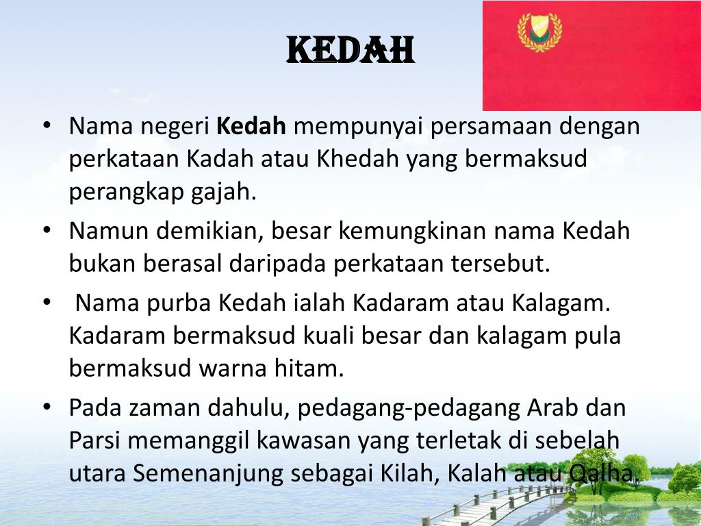 asal usul nama kedah