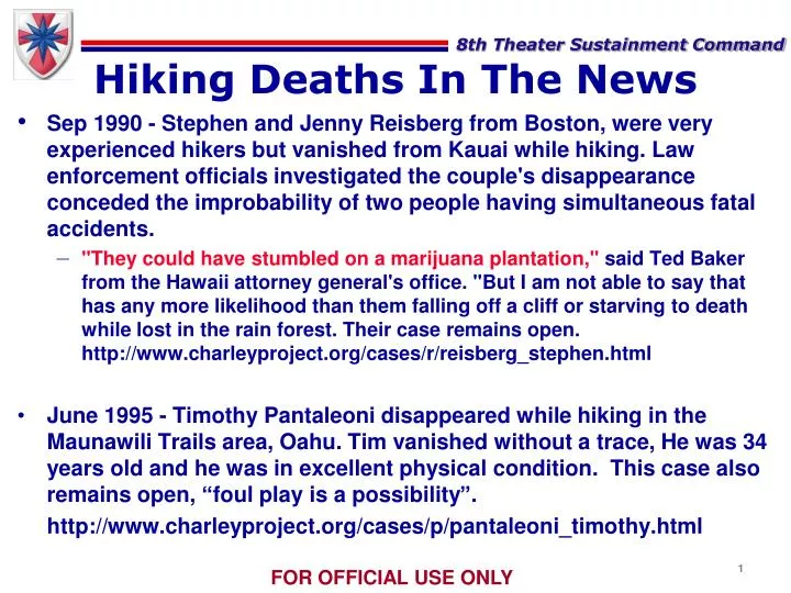 PPT Hiking Deaths In The News PowerPoint Presentation, free download