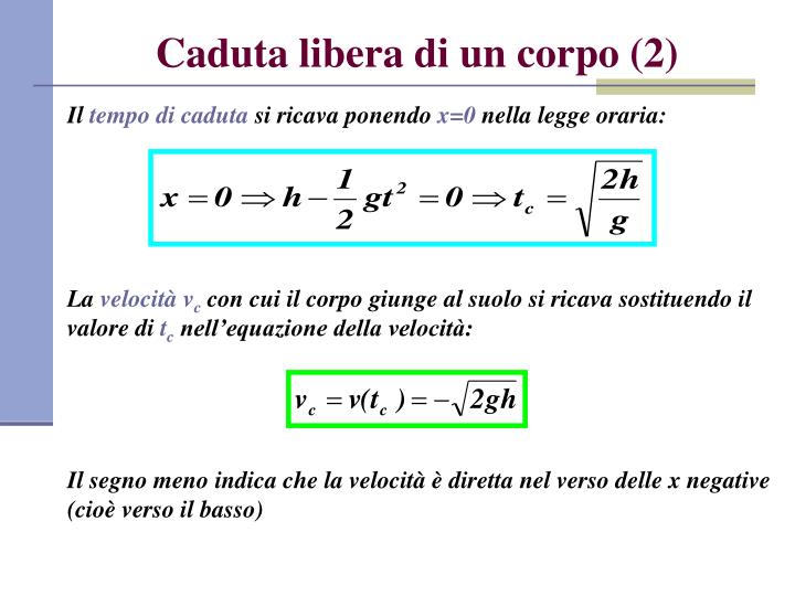 Tempo Di Caduta Da 100 Metri PPT - Cinematica del “punto materiale” PowerPoint Presentation - ID:4622501