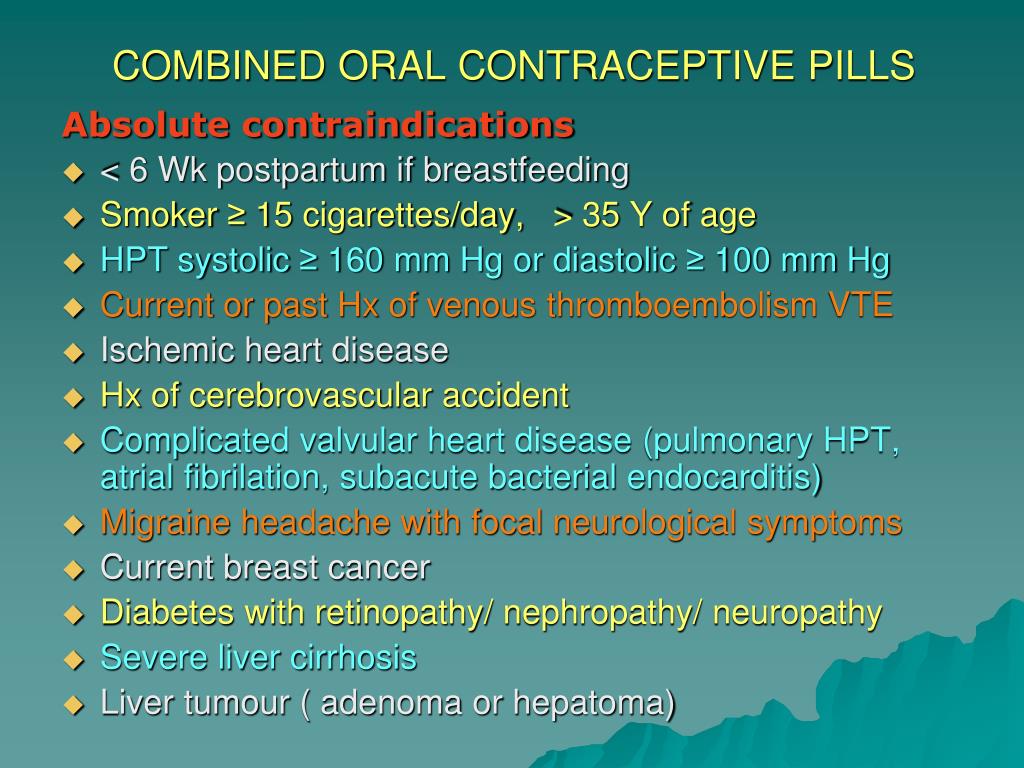 who oral contraceptives contraindications