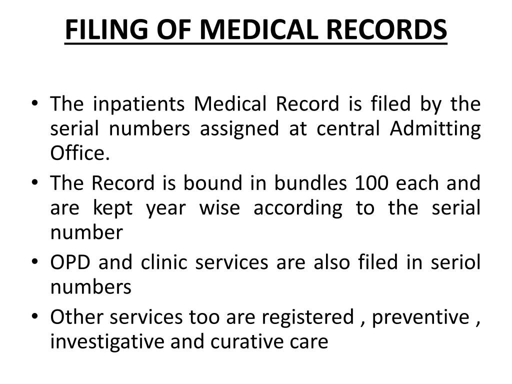 PPT - MEDICAL RECORDS department PowerPoint Presentation, free download -  ID:4625079