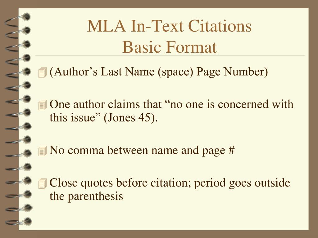 in text citation presentation mla