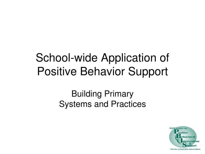 school wide application of positive behavior support n.