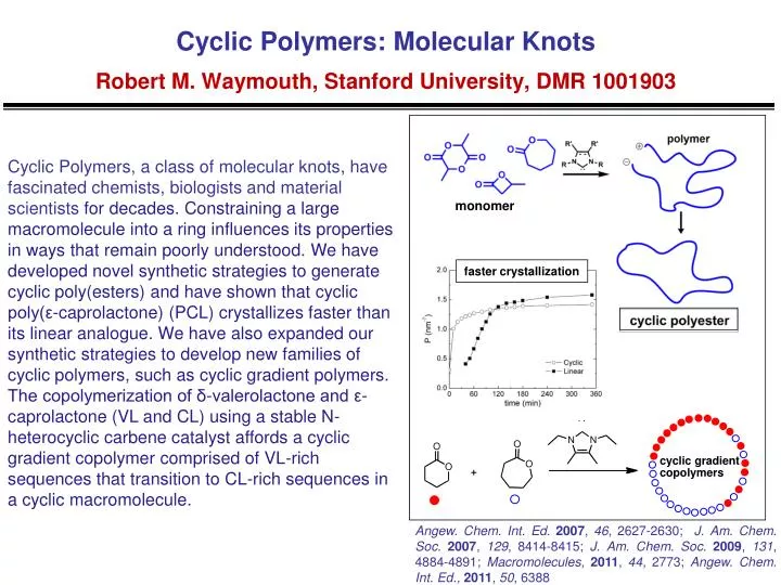 cyclic polymers molecular knots robert m waymouth stanford university dmr 1001903 n.