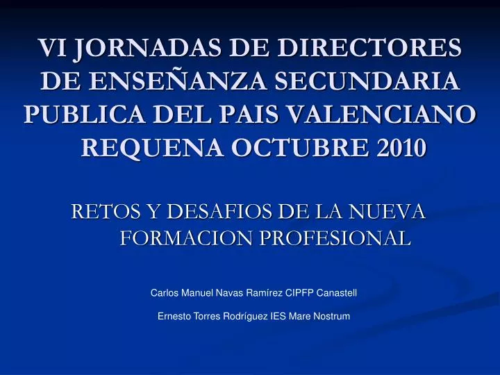 vi jornadas de directores de ense anza secundaria publica del pais valenciano requena octubre 2010 n.