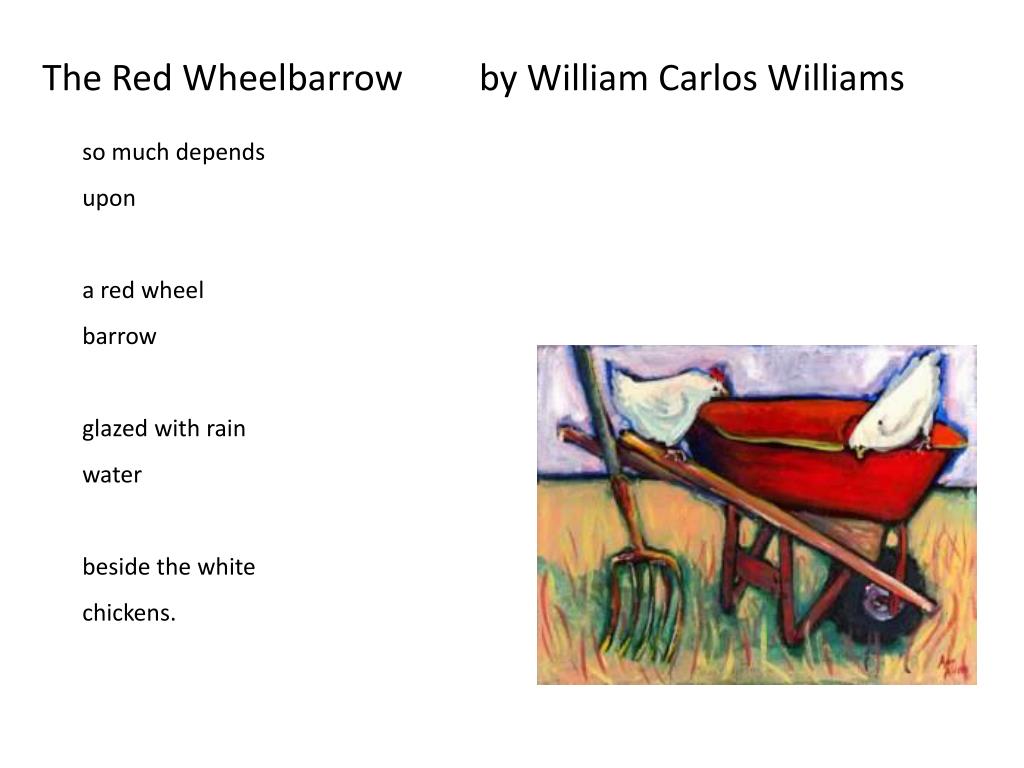 betalingsmiddel hjemme succes PPT - The Red Wheelbarrow by William Carlos Williams PowerPoint  Presentation - ID:4632755