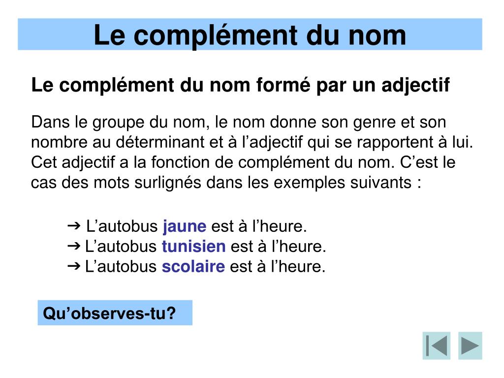 Comment Trouver Le Complément Du Nom Dans Une Phrase PPT - Le complément du nom PowerPoint Presentation, free download - ID