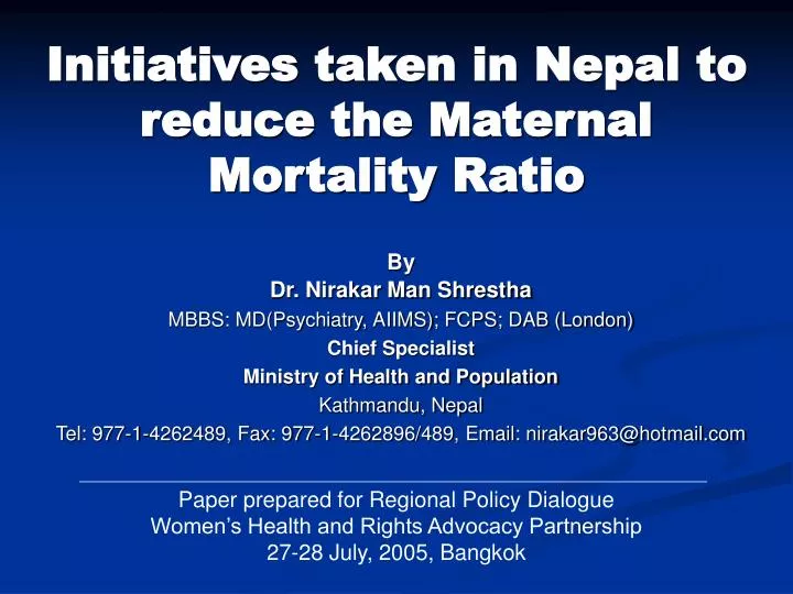 PPT By Dr. Nirakar Man Shrestha MBBS MD(Psychiatry, AIIMS); FCPS