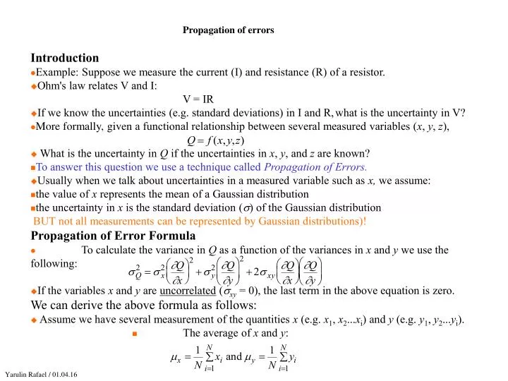 Ppt Propagation Of Errors Powerpoint Presentation Free Download Id 4634194 Ppt Propagation Of Errors Powerpoint Presentation Free Download Id 4634194