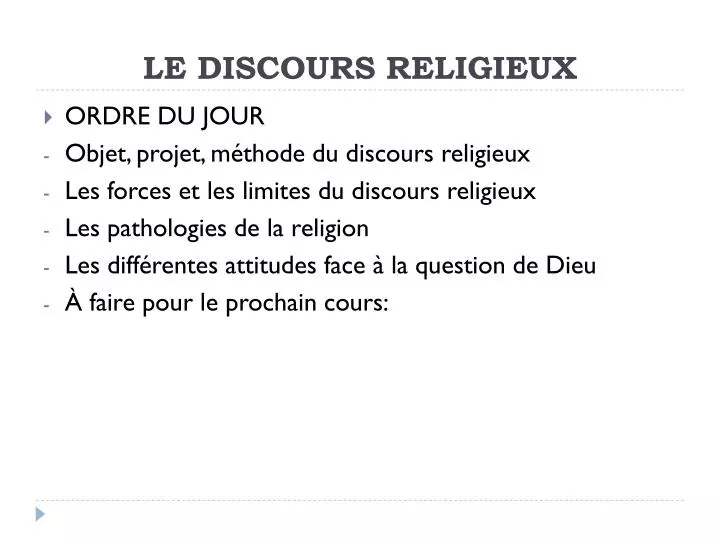 PPT  LE DISCOURS RELIGIEUX PowerPoint Presentation, free download  ID