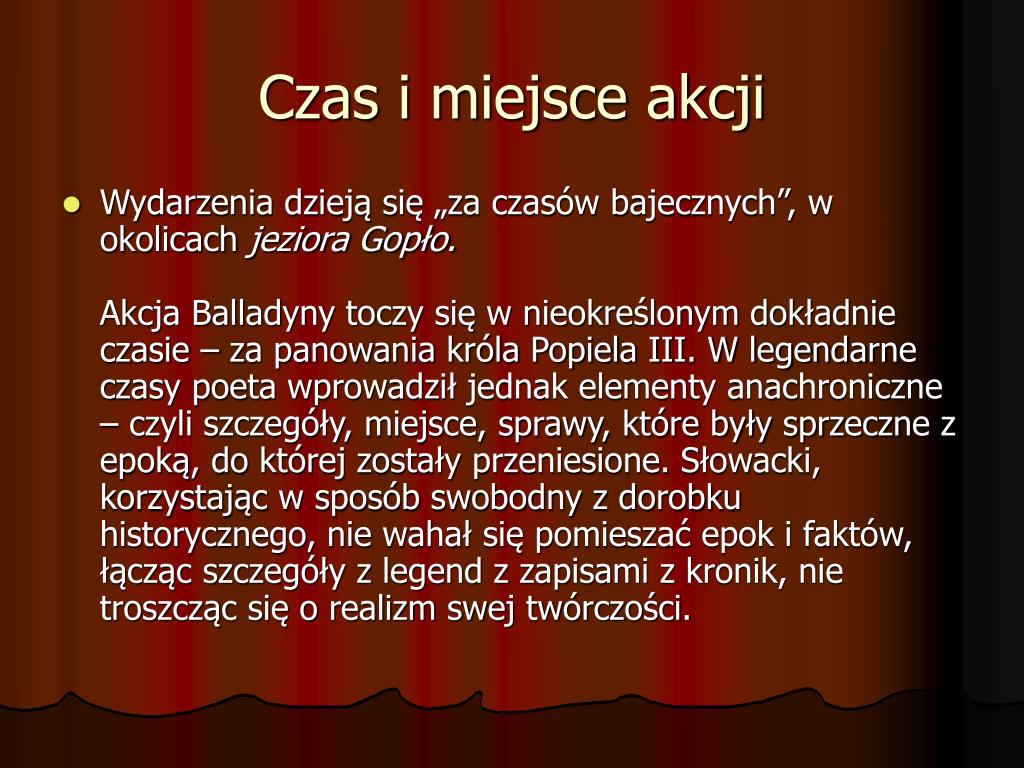 świtezianka Czas I Miejsce Akcji PPT - „Balladyna” Juliusz Słowacki PowerPoint Presentation, free
