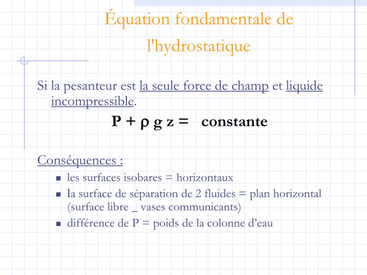 PPT - Statique Des Fluides PowerPoint Presentation - ID:4637532