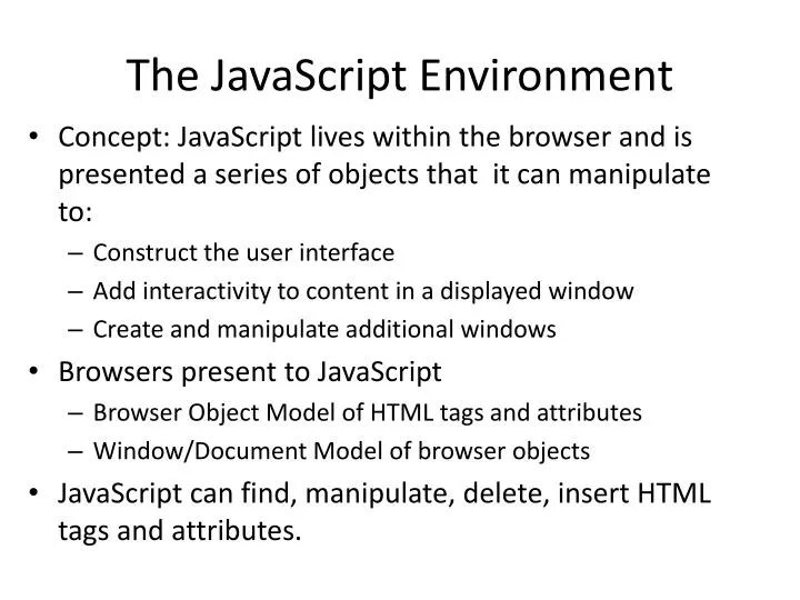 PPT The JavaScript Environment PowerPoint Presentation, free download