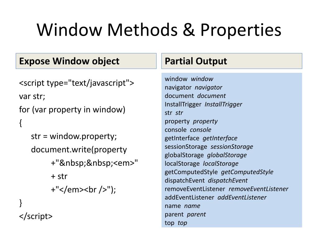 Window method. Lexical environment js. Write JAVASCRIPT. GETCOMPUTEDSTYLE js. Document write js.