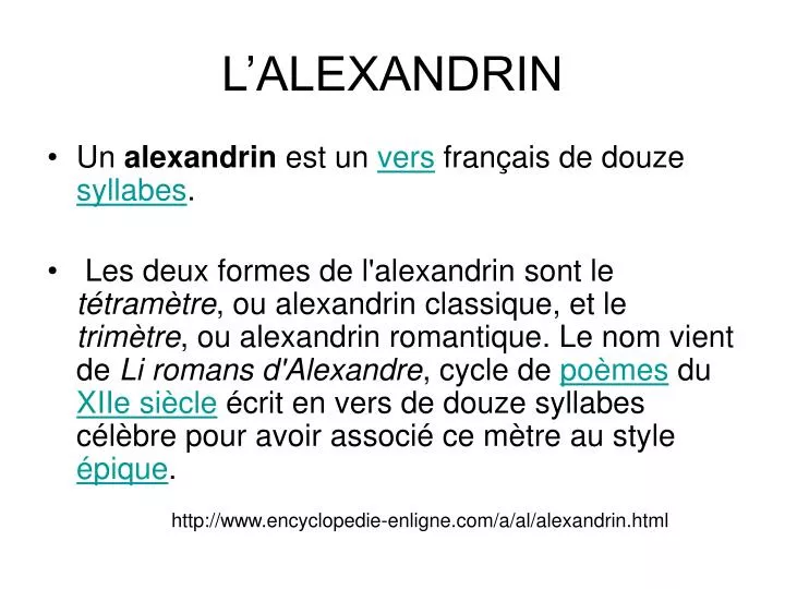 Ppt L Alexandrin Powerpoint Presentation Free Download Id