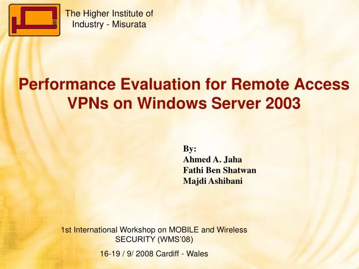 performance evaluation for remote access vpns on windows server 2003 n.