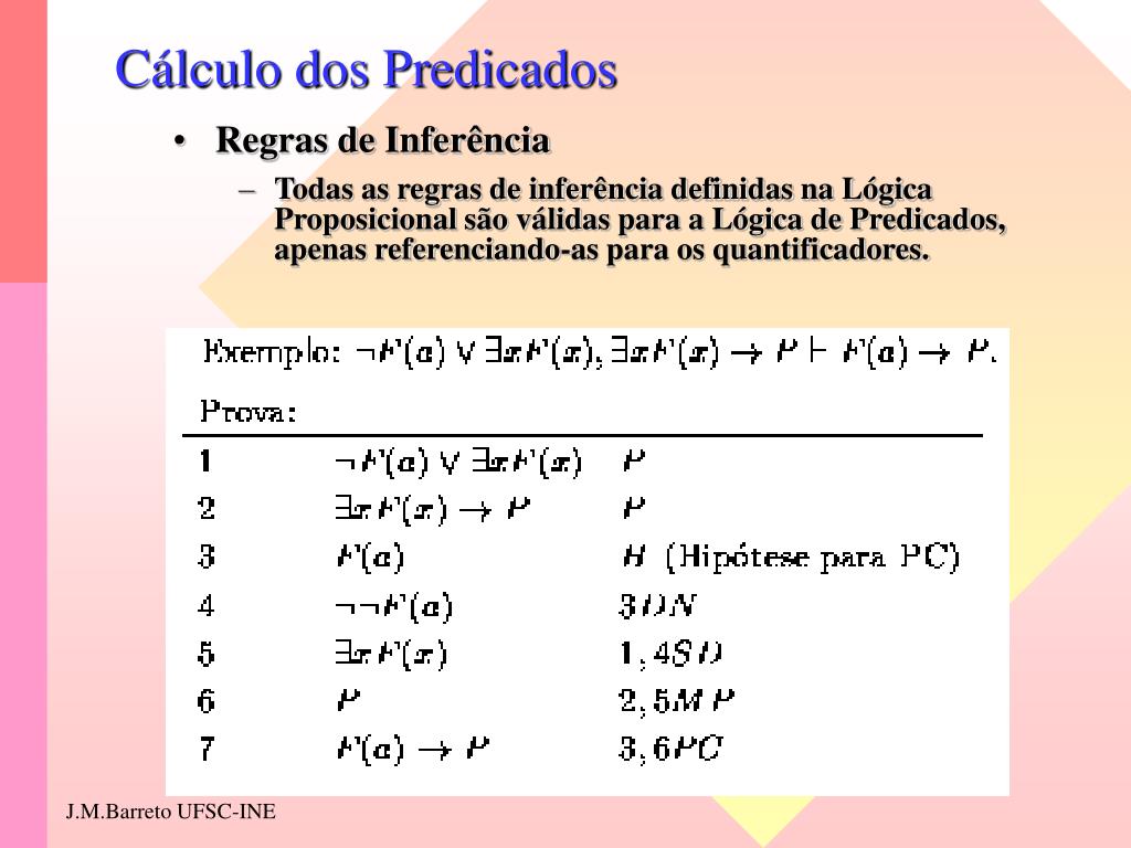 PPT - LOGICA DE PRIMEIRA ORDEM Cálculo dos Predicados PowerPoint  Presentation - ID:4643929