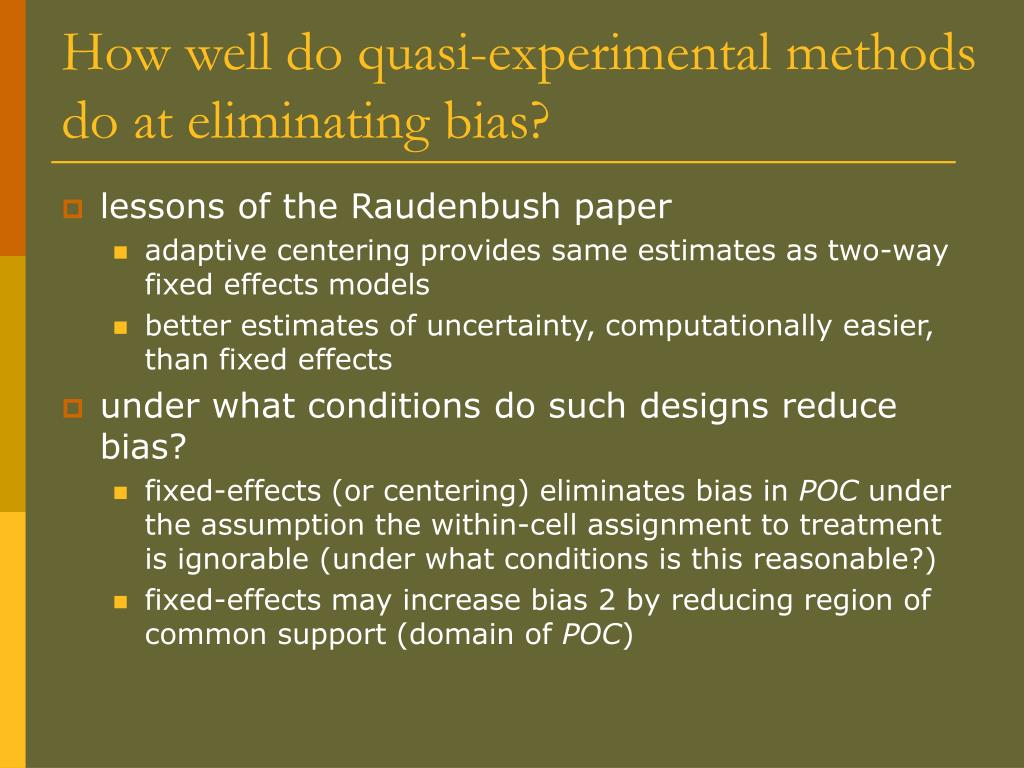 eliminating bias in experiments