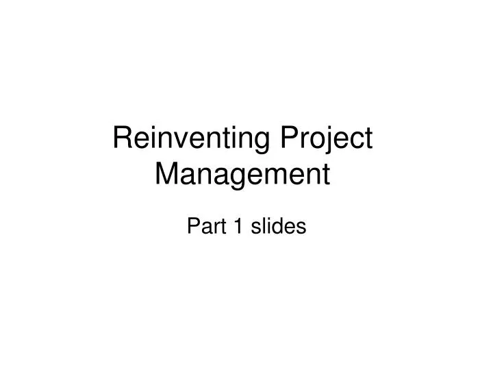 reinventing project management n.