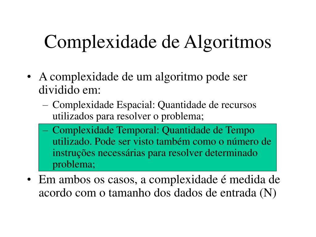 PPT - Complexidade de algoritmos e Classificação (Ordenação) de