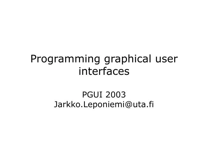 programming graphical user interfaces n.