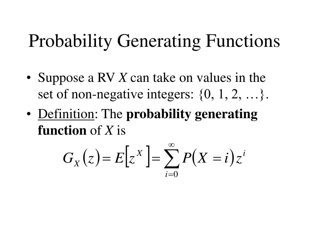Generating functions. Probability Concepts. Moment generating function of negative binominal distribution. Commulative probability Concept.