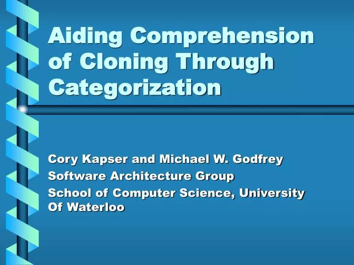 aiding comprehension of cloning through categorization n.