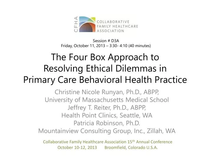 Four Approaches To Resolving Ethical Dilemmas PPT - The Four Box Approach to Resolving Ethical Dilemmas in Primary